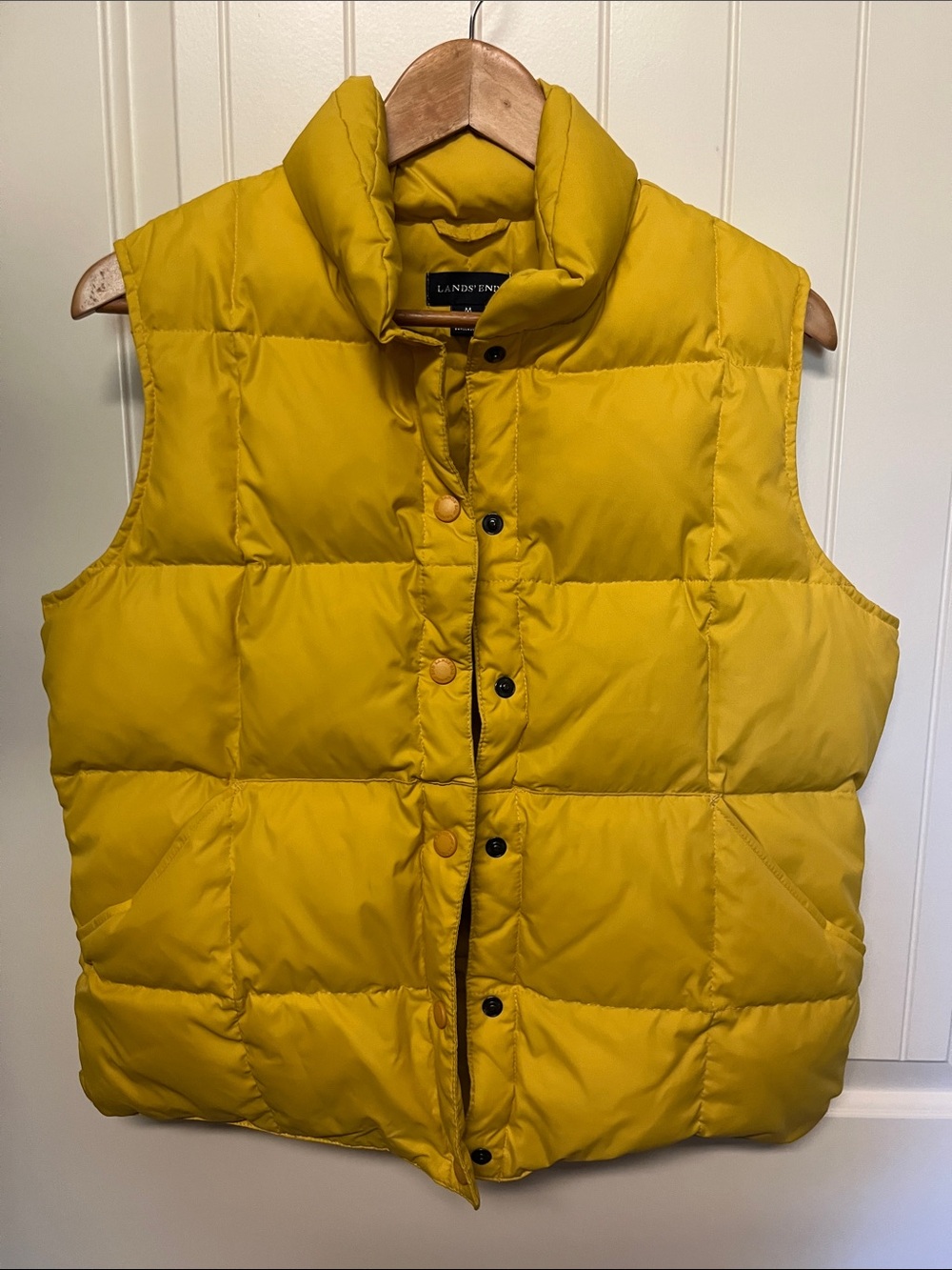 Lands' End Mustard Yellow Quilted Puffer Vest